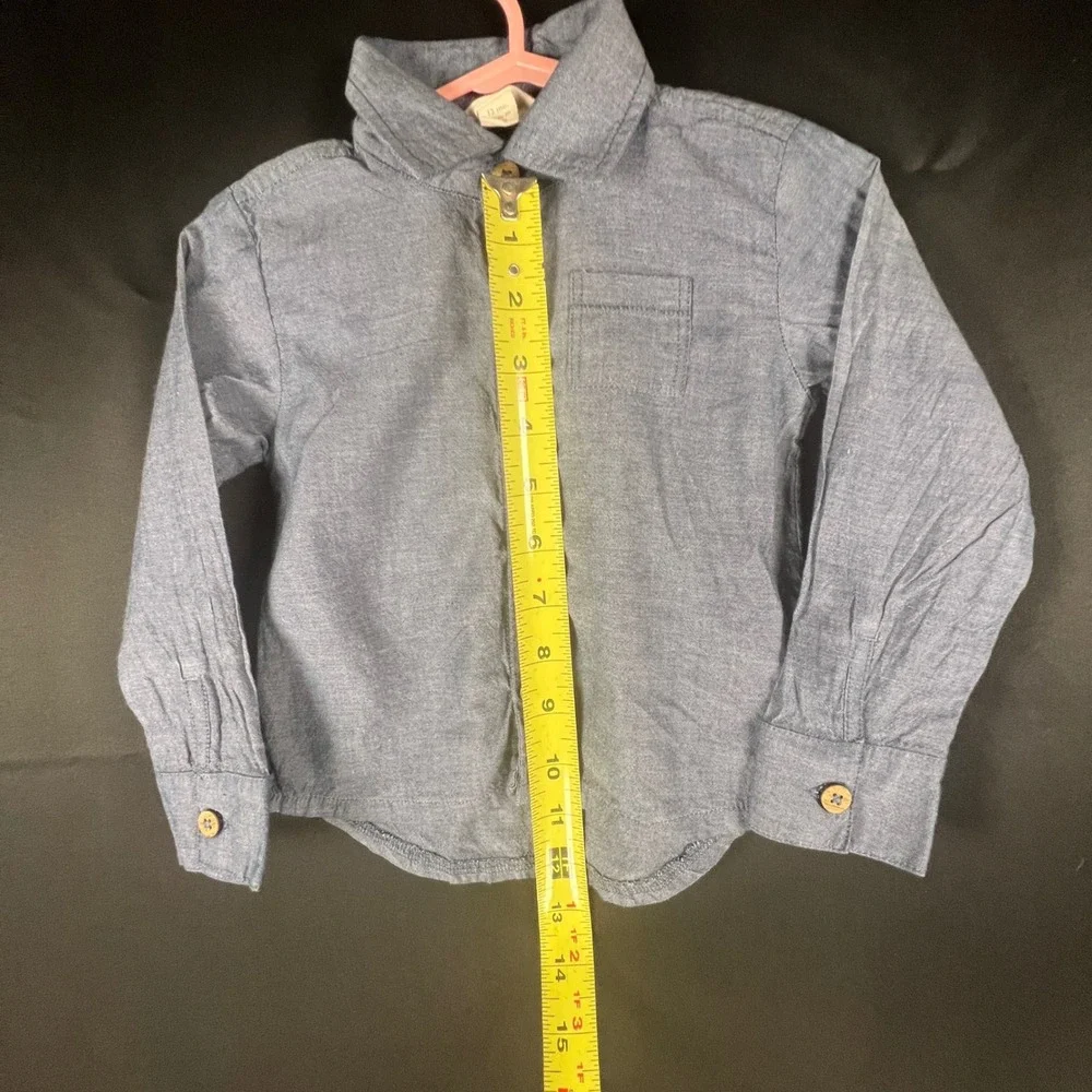 Burts Bees Baby Boys Blue Organic Cotton Chambray Button Down Shirt Sz 12 Months